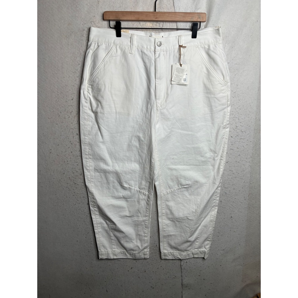AE77 American Eagle White Barrel Leg Organic Cotton Pants Womens 14 NWT 4591-100
